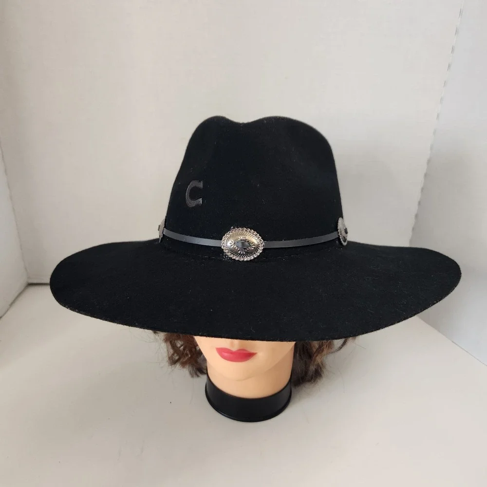 Charlie 1 Horse Traveler Black Felt Western Cowboy Hat With Concho Band Branded